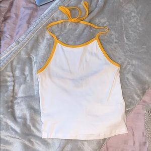 Forever 21 White Halter with Yellow Straps